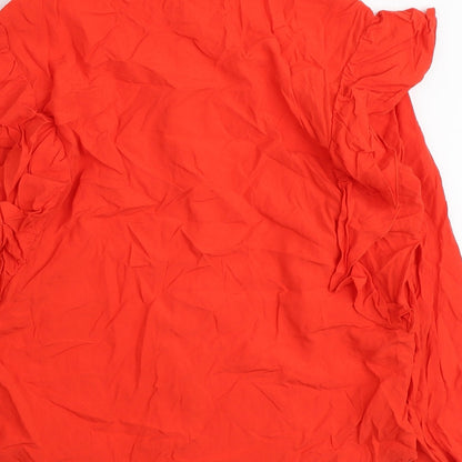 Womens UK Size 10 Only Orange Basic Button-Up