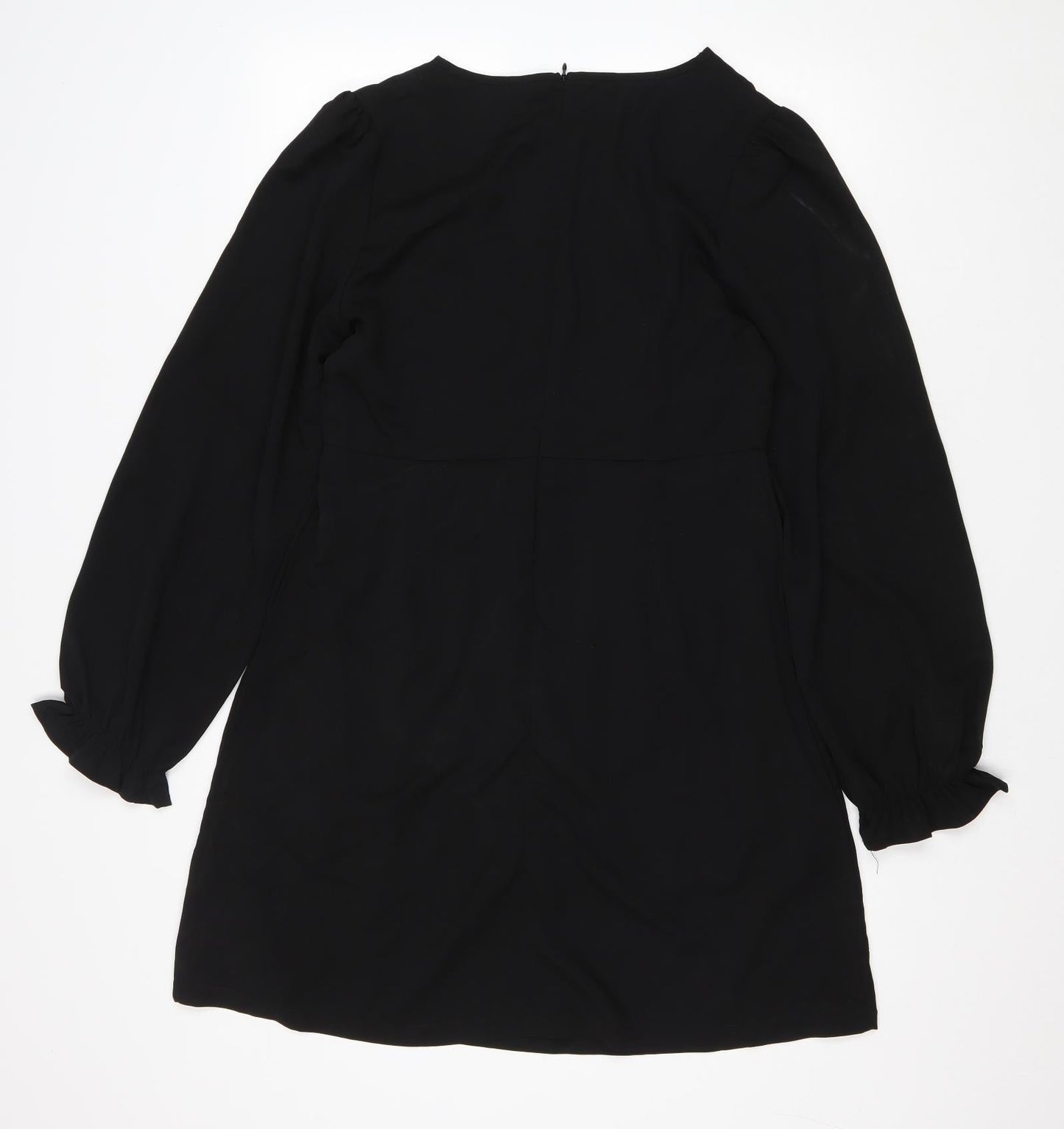 SheIn Womens Black Polyester A-Line Size L V-Neck Zip