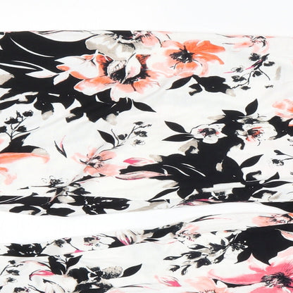 Matalan Womens White Floral Viscose Capri Trousers Size M L38 in Regular Drawstring