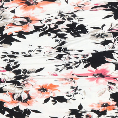 Matalan Womens White Floral Viscose Capri Trousers Size M L38 in Regular Drawstring