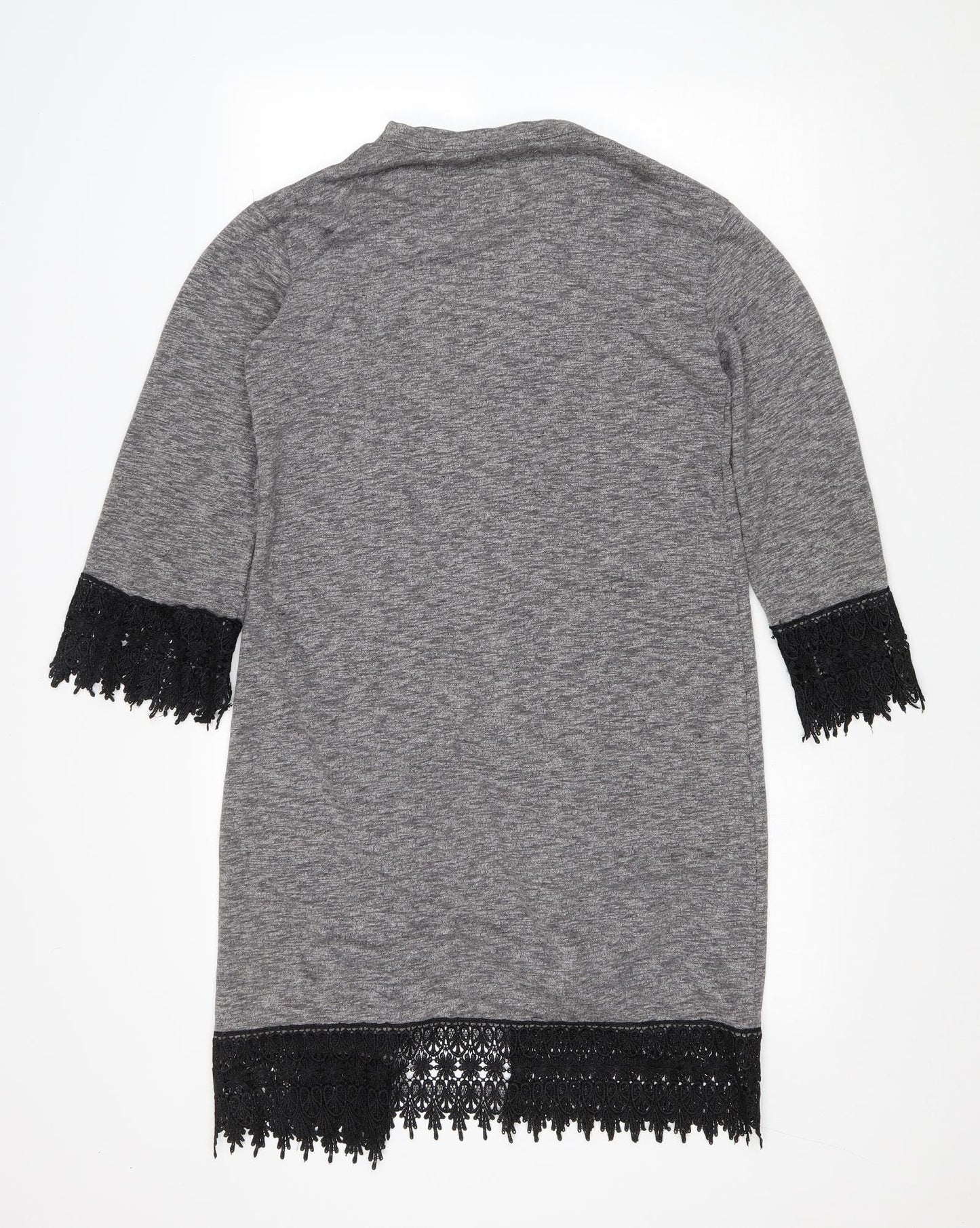 hearts and bows Womens Grey V-Neck Polyester Cardigan Jumper Size 10 - Lace Trim