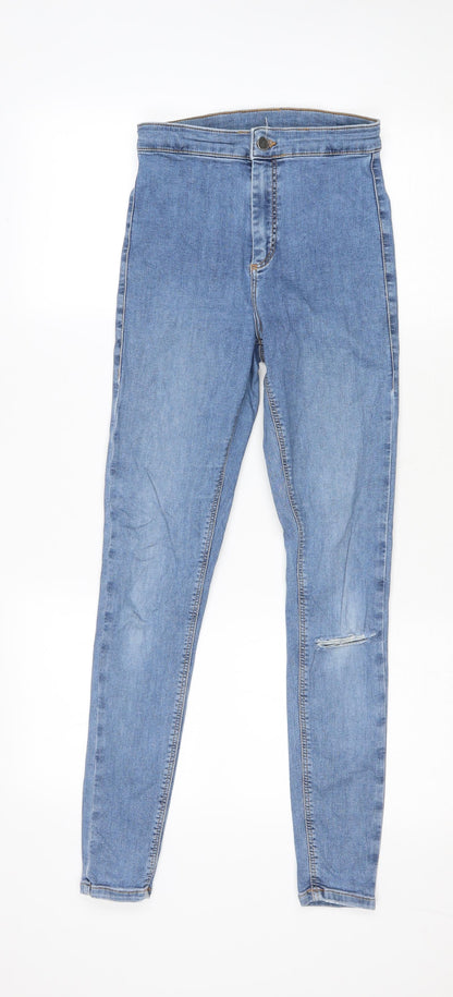 Topshop Womens Blue Cotton Skinny Jeans Size 28 in L27 in Regular Zip