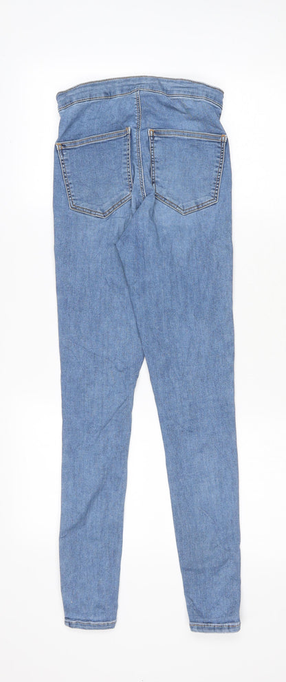 Topshop Womens Blue Cotton Skinny Jeans Size 28 in L27 in Regular Zip