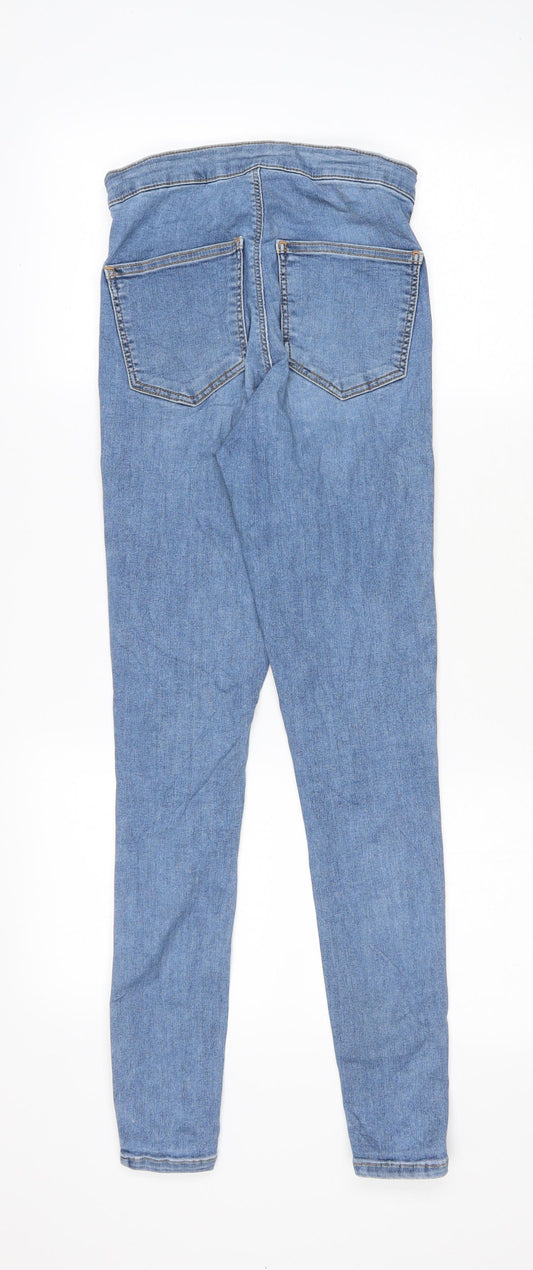 Topshop Womens Blue Cotton Skinny Jeans Size 28 in L27 in Regular Zip