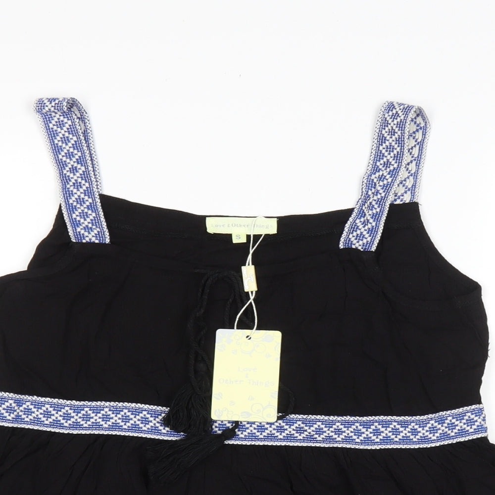 Womens UK Size S Love & Other Things Black Basic Tank
