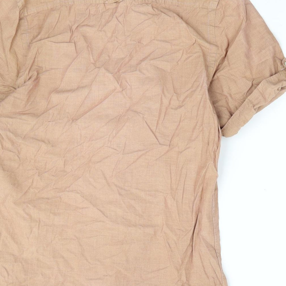 Topman Mens Beige Cotton Button-Up Size XS Collared Button