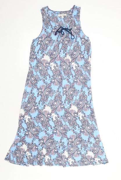 Company Womens Blue Floral Rayon Tank Dress Size S Round Neck Pullover