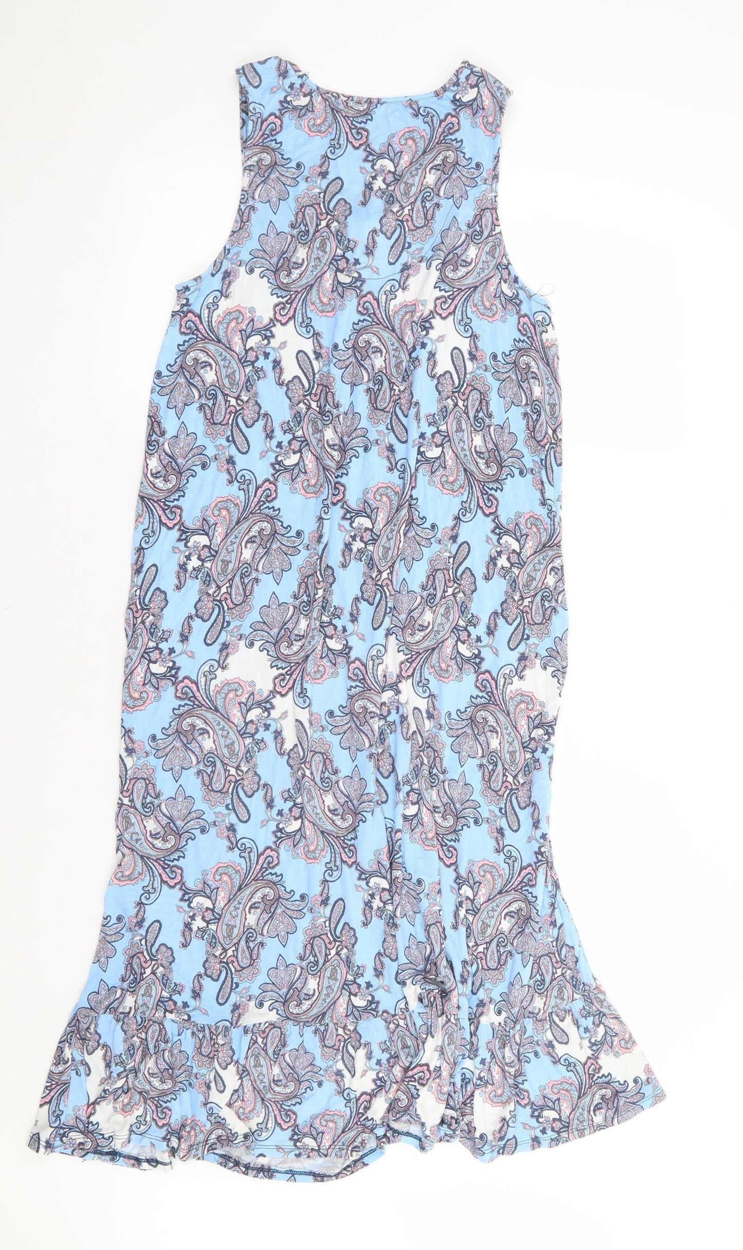 Company Womens Blue Floral Rayon Tank Dress Size S Round Neck Pullover