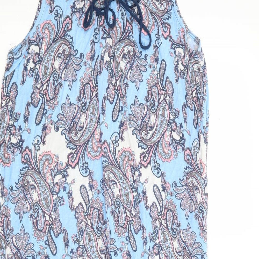 Company Womens Blue Floral Rayon Tank Dress Size S Round Neck Pullover