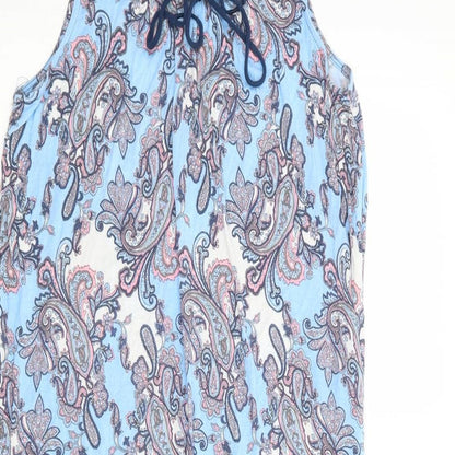 Company Womens Blue Floral Rayon Tank Dress Size S Round Neck Pullover