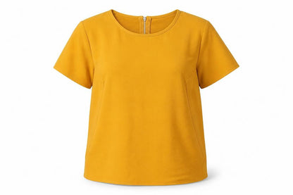 Womens UK Size 10 Louche Yellow Basic T-Shirt