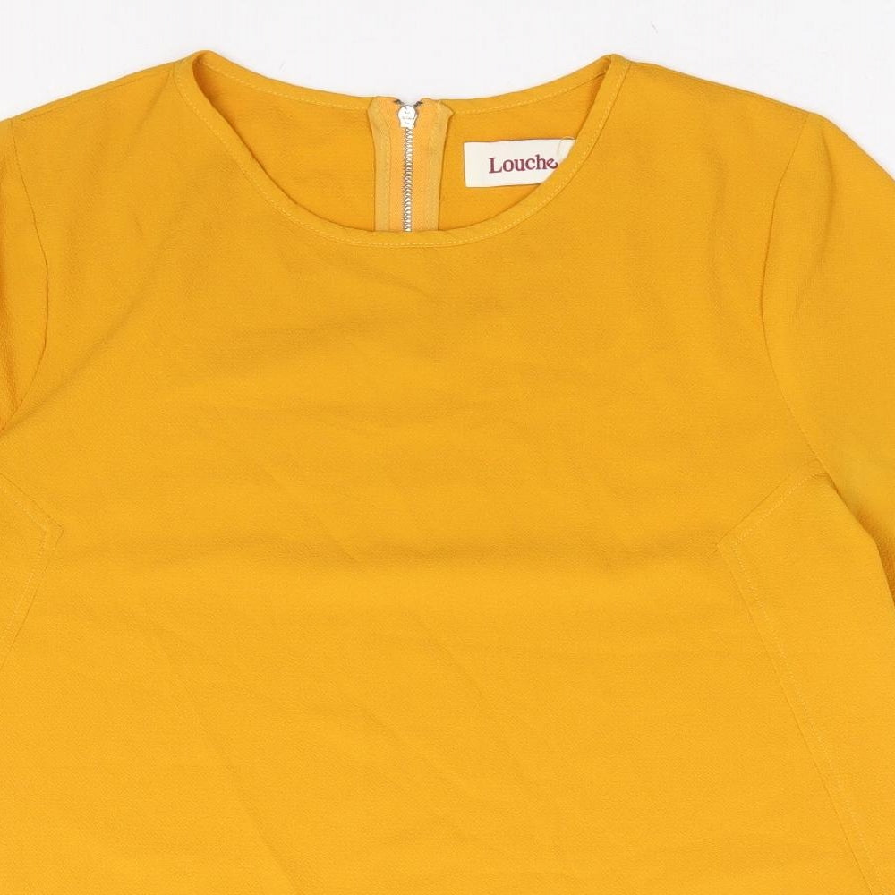 Womens UK Size 10 Louche Yellow Basic T-Shirt