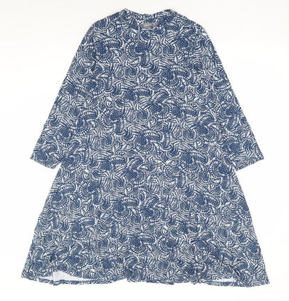 Principles Womens Blue Geometric Viscose A-Line Size 10 Mock Neck Pullover