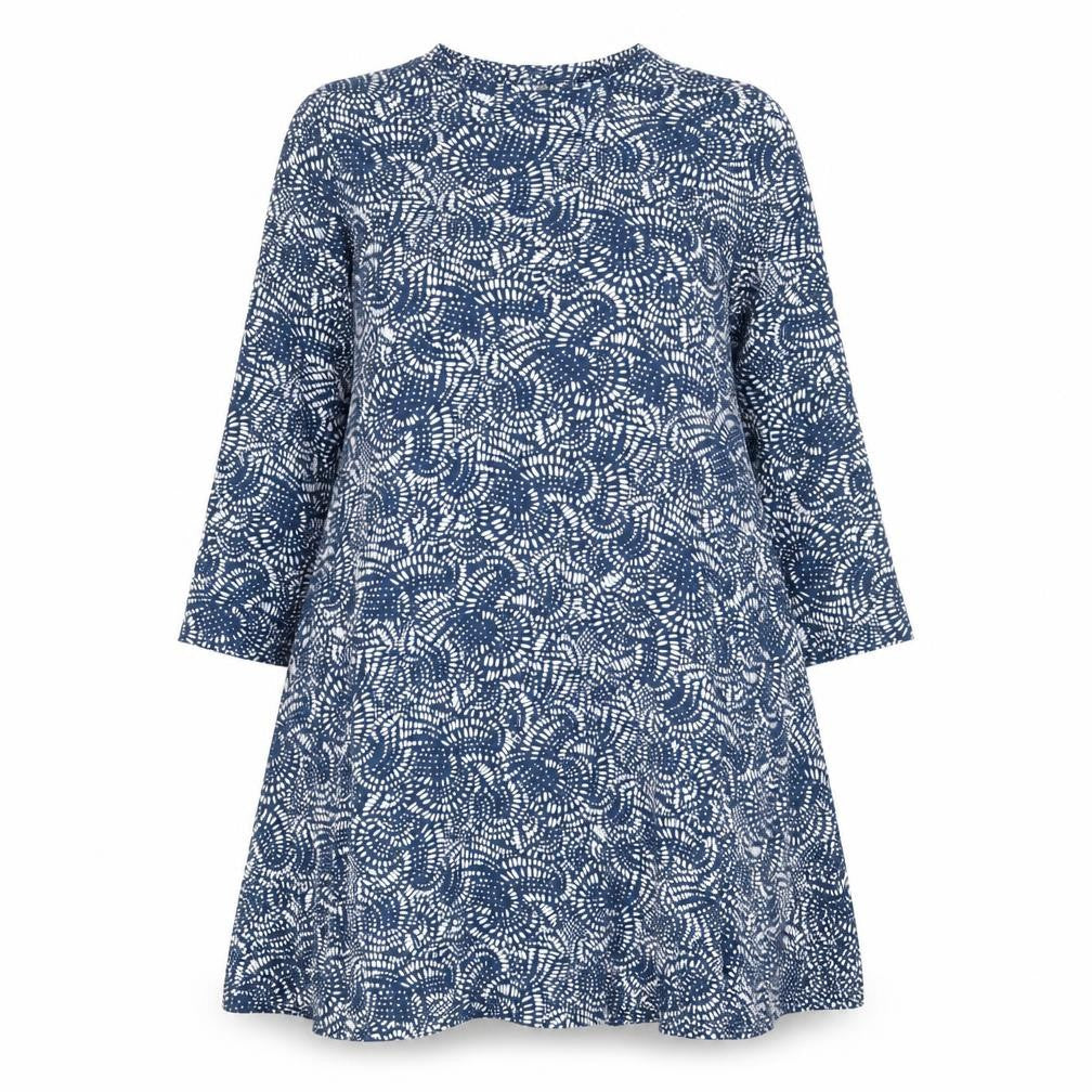 Principles Womens Blue Geometric Viscose A-Line Size 10 Mock Neck Pullover