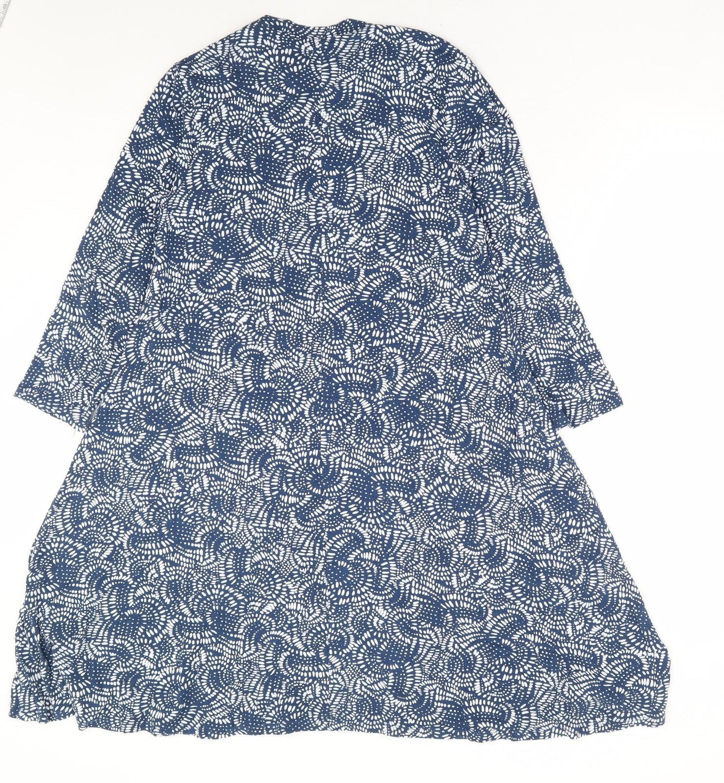 Principles Womens Blue Geometric Viscose A-Line Size 10 Mock Neck Pullover