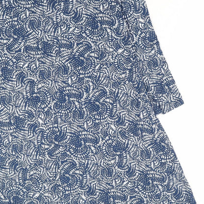 Principles Womens Blue Geometric Viscose A-Line Size 10 Mock Neck Pullover