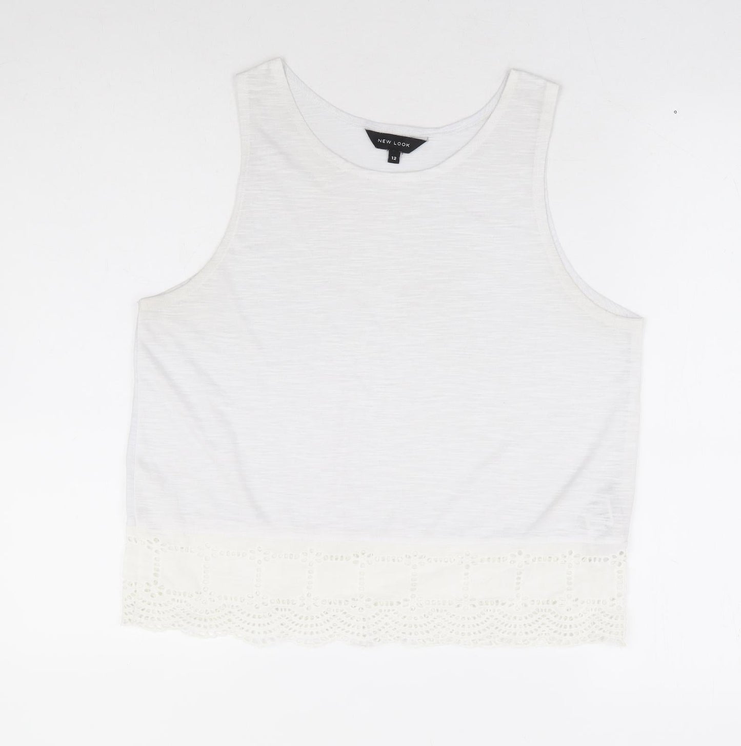 Womens UK Size 12 New Look White Basic Tank