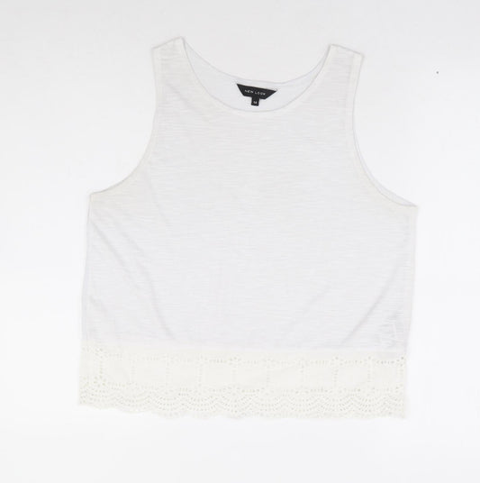 Womens UK Size 12 New Look White Basic Tank