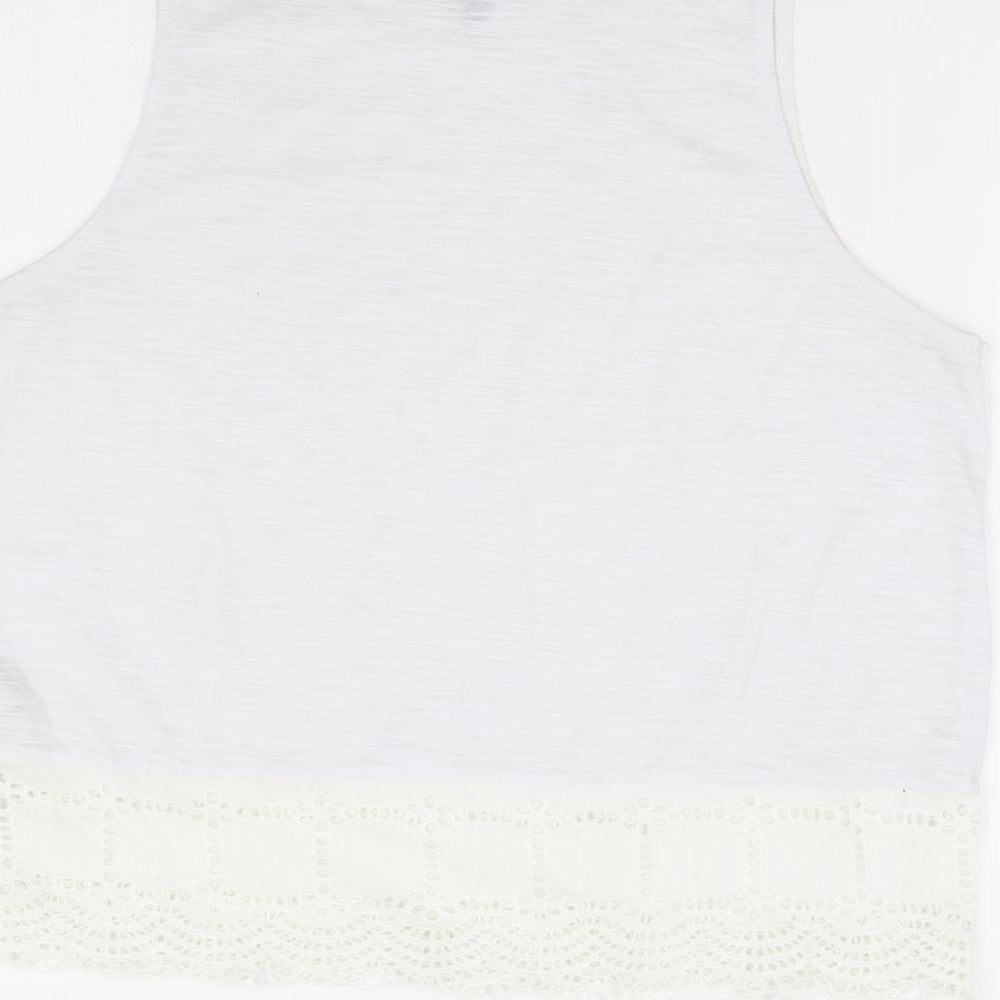 Womens UK Size 12 New Look White Basic Tank
