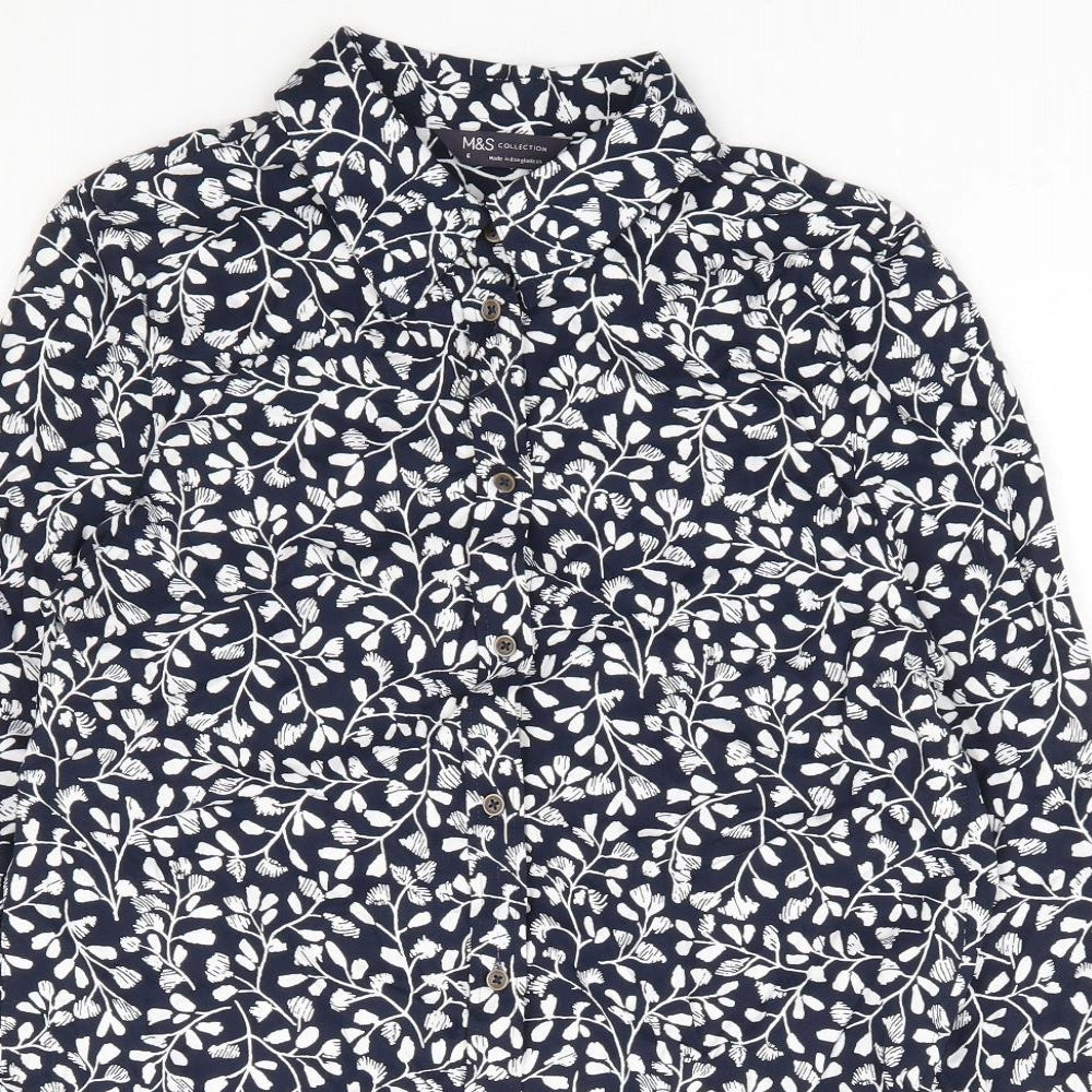 Womens UK Size 6 Marks and Spencer Blue Basic Button-Up