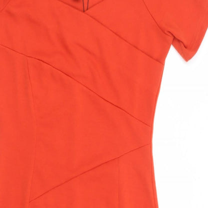 Izabel Womens Orange Polyester Pencil Dress Size 8 Boat Neck Pullover