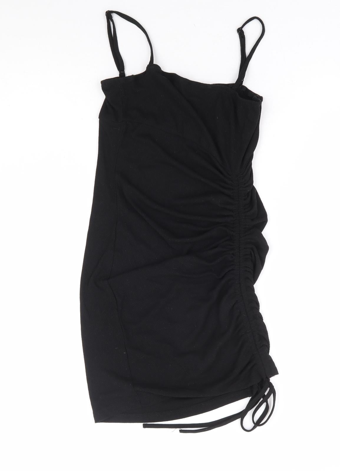 SheIn Womens Black Polyester Mini Size XS Round Neck Pullover - Ribbed