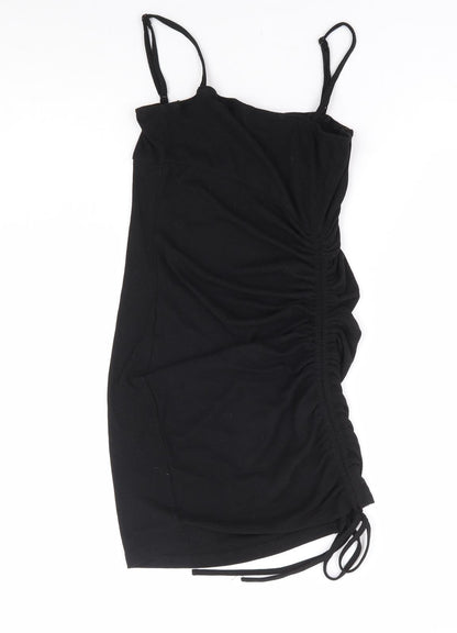 SheIn Womens Black Polyester Mini Size XS Round Neck Pullover - Ribbed