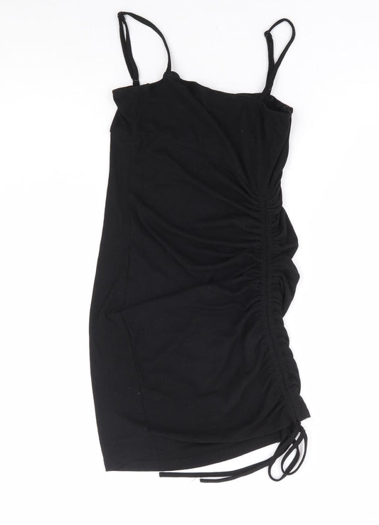 SheIn Womens Black Polyester Mini Size XS Round Neck Pullover - Ribbed