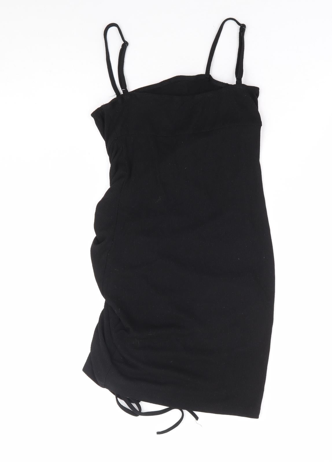 SheIn Womens Black Polyester Mini Size XS Round Neck Pullover - Ribbed