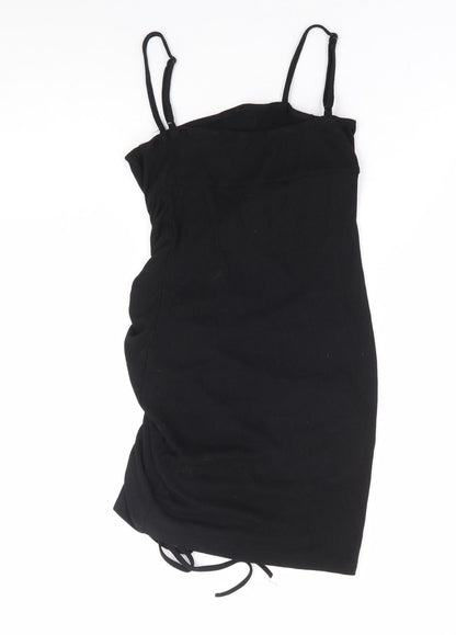 SheIn Womens Black Polyester Mini Size XS Round Neck Pullover - Ribbed