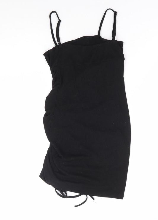 SheIn Womens Black Polyester Mini Size XS Round Neck Pullover - Ribbed