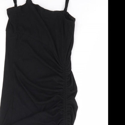 SheIn Womens Black Polyester Mini Size XS Round Neck Pullover - Ribbed