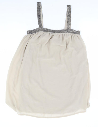 VERO MODA Womens Beige Polyester Mini Size S Square Neck Zip