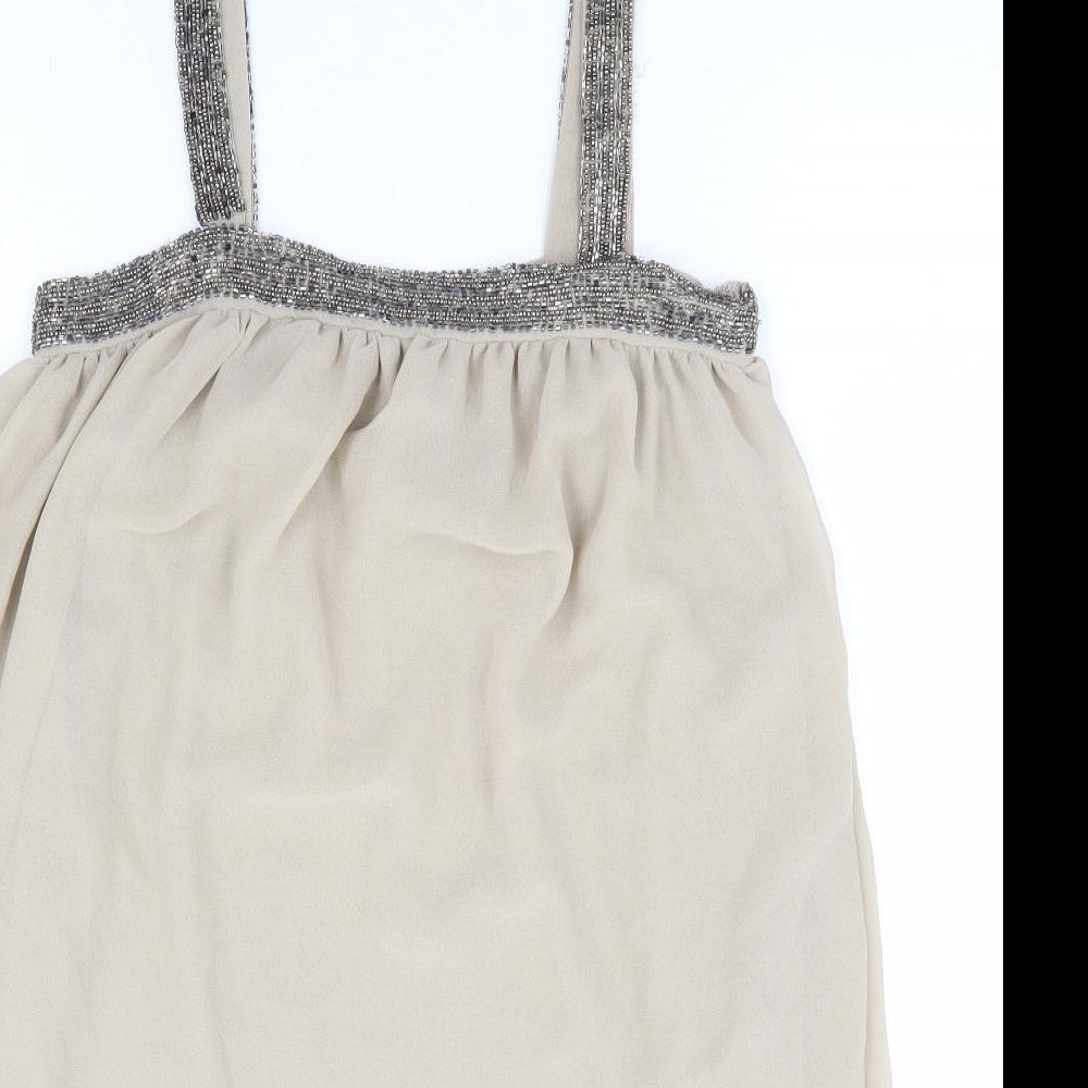 VERO MODA Womens Beige Polyester Mini Size S Square Neck Zip