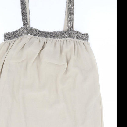 VERO MODA Womens Beige Polyester Mini Size S Square Neck Zip