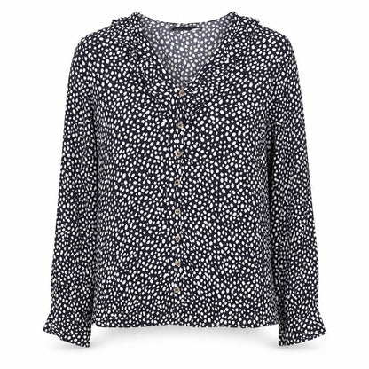 Marks an dSpencer Womens Blue Geometric Viscose Basic Blouse Size 10 V-Neck