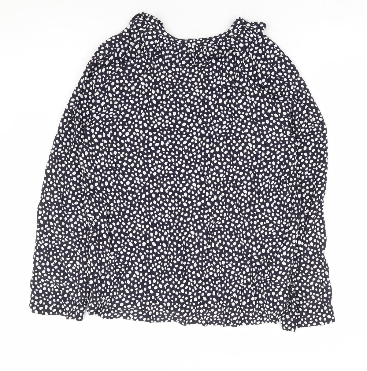 Marks an dSpencer Womens Blue Geometric Viscose Basic Blouse Size 10 V-Neck
