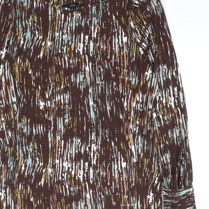 NEXT Womens Brown Geometric Polyester Shift Size 12 Boat Neck Pullover