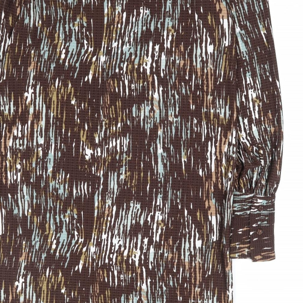 NEXT Womens Brown Geometric Polyester Shift Size 12 Boat Neck Pullover