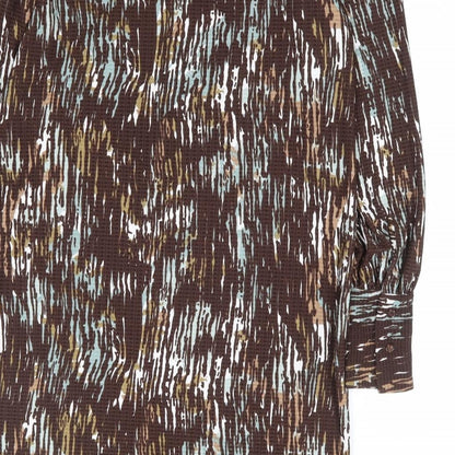 NEXT Womens Brown Geometric Polyester Shift Size 12 Boat Neck Pullover
