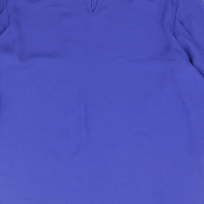 Papaya Womens Blue Polyester Basic Blouse Size 8 Round Neck - Tie Sleeve Detail