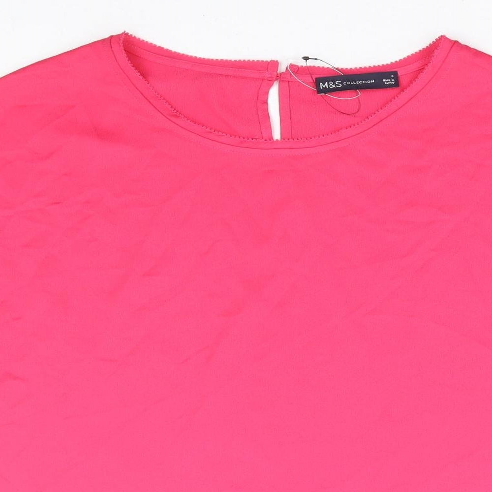 Womens UK Size 8 Marks and Spencer Pink Basic T-Shirt