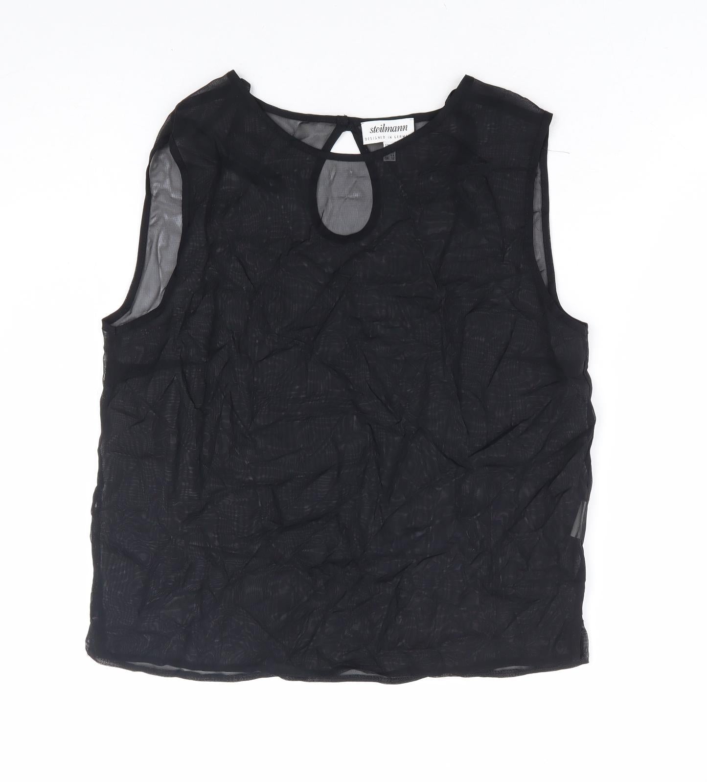 Womens UK Size 12 Steilmann Black Basic Tank