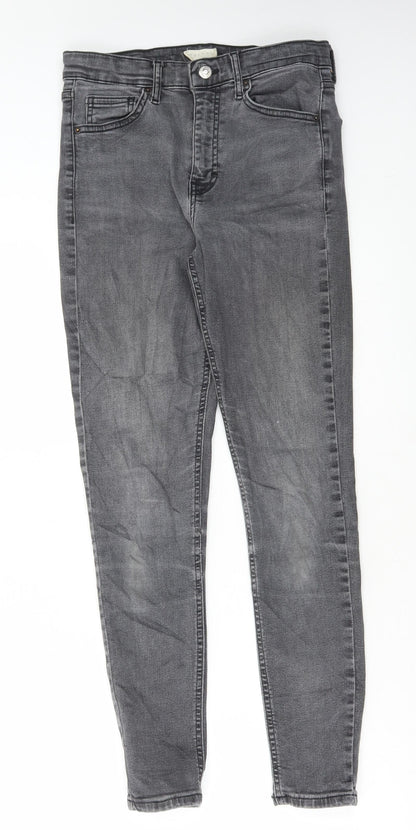 Topshop Womens Grey Cotton Skinny Jeans Size 28 in L32 in Regular Button