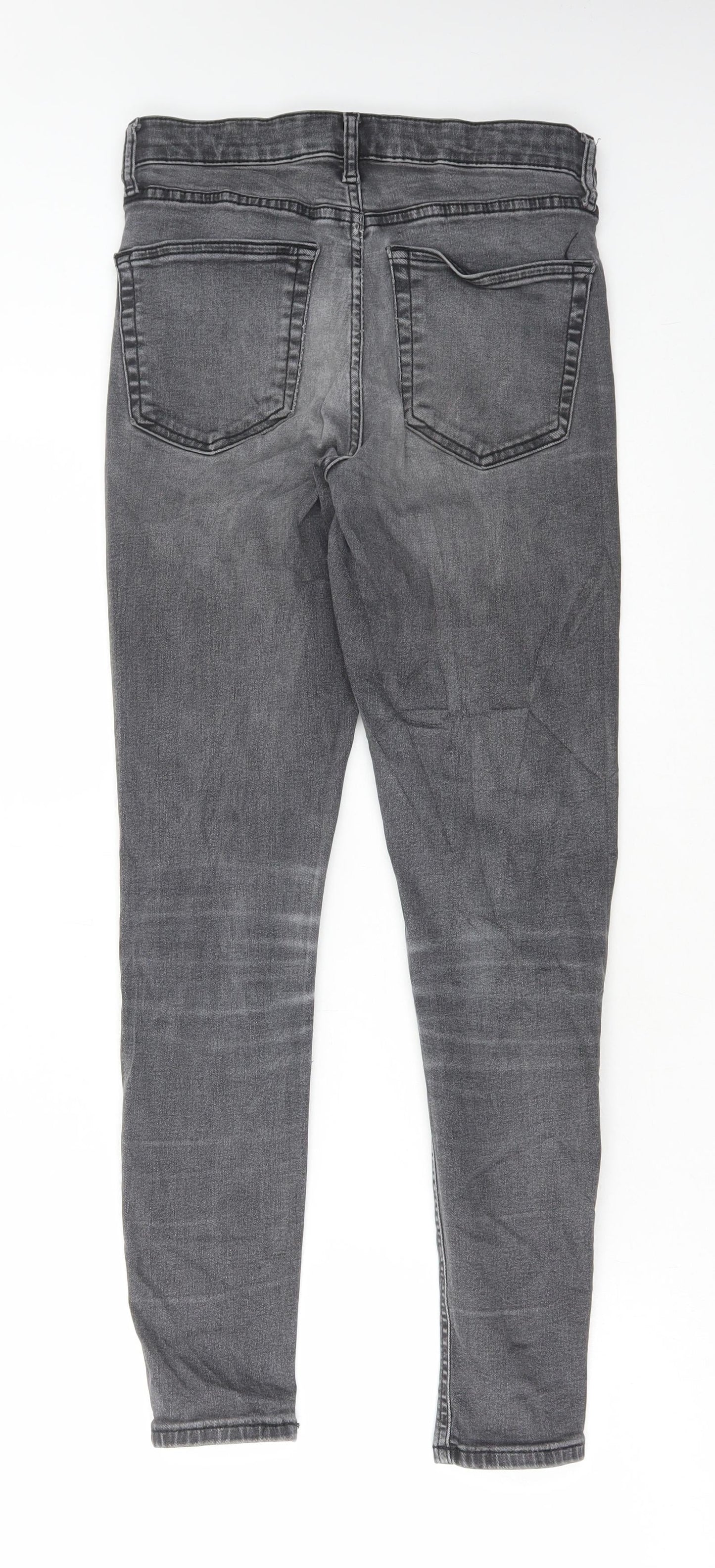 Topshop Womens Grey Cotton Skinny Jeans Size 28 in L32 in Regular Button