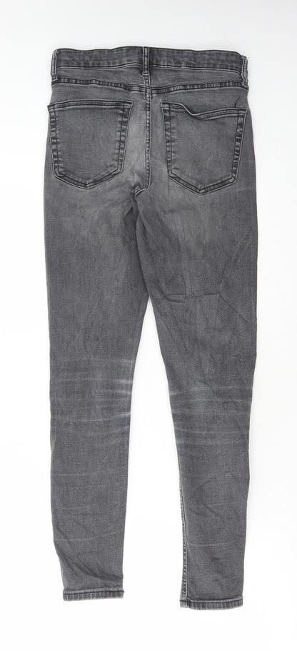 Topshop Womens Grey Cotton Skinny Jeans Size 28 in L32 in Regular Button