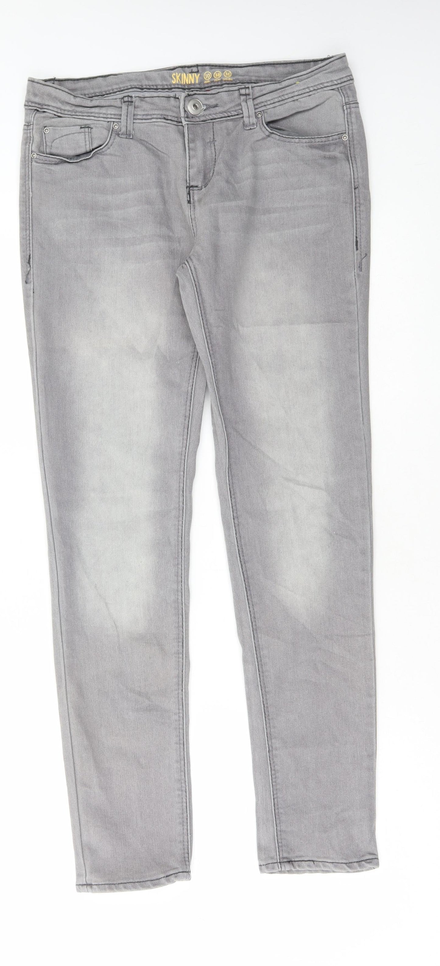 Denim & Co. Womens Grey Cotton Skinny Jeans Size 10 L29 in Regular Button