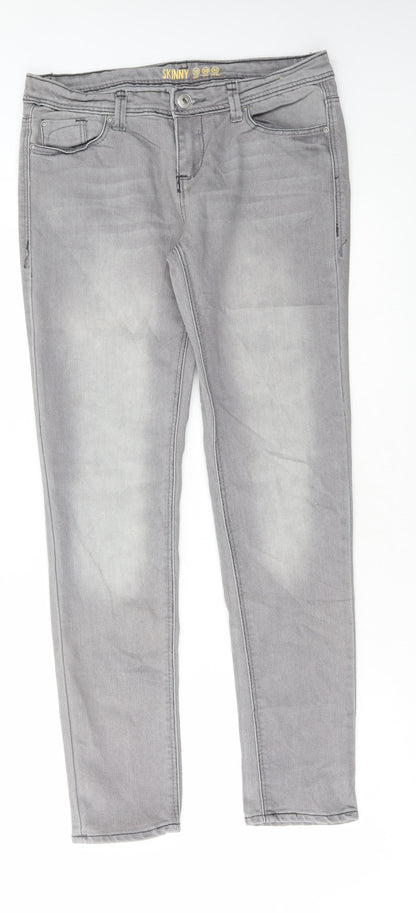 Denim & Co. Womens Grey Cotton Skinny Jeans Size 10 L29 in Regular Button