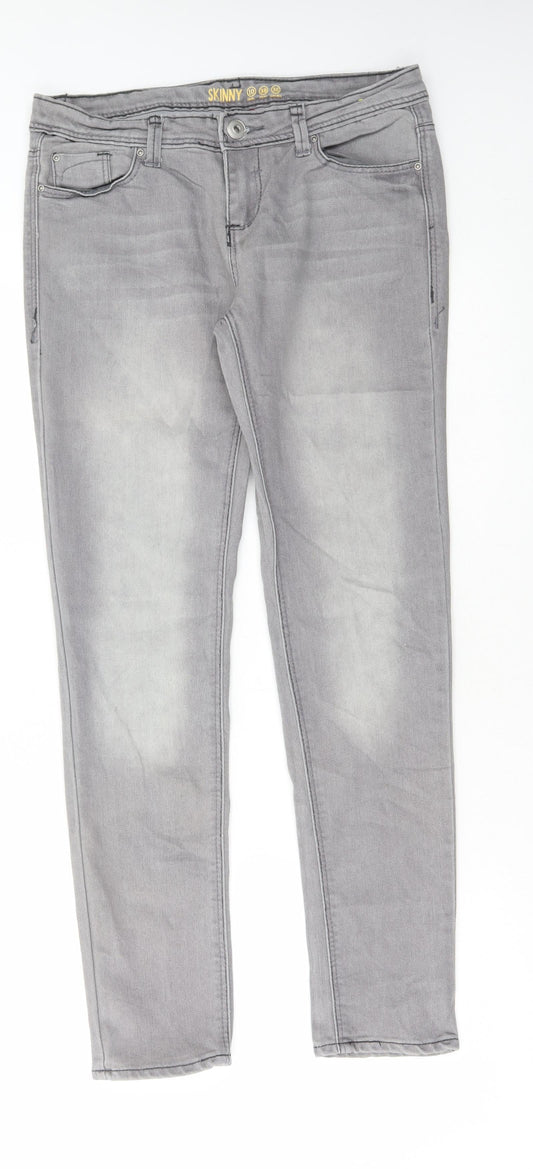 Denim & Co. Womens Grey Cotton Skinny Jeans Size 10 L29 in Regular Button