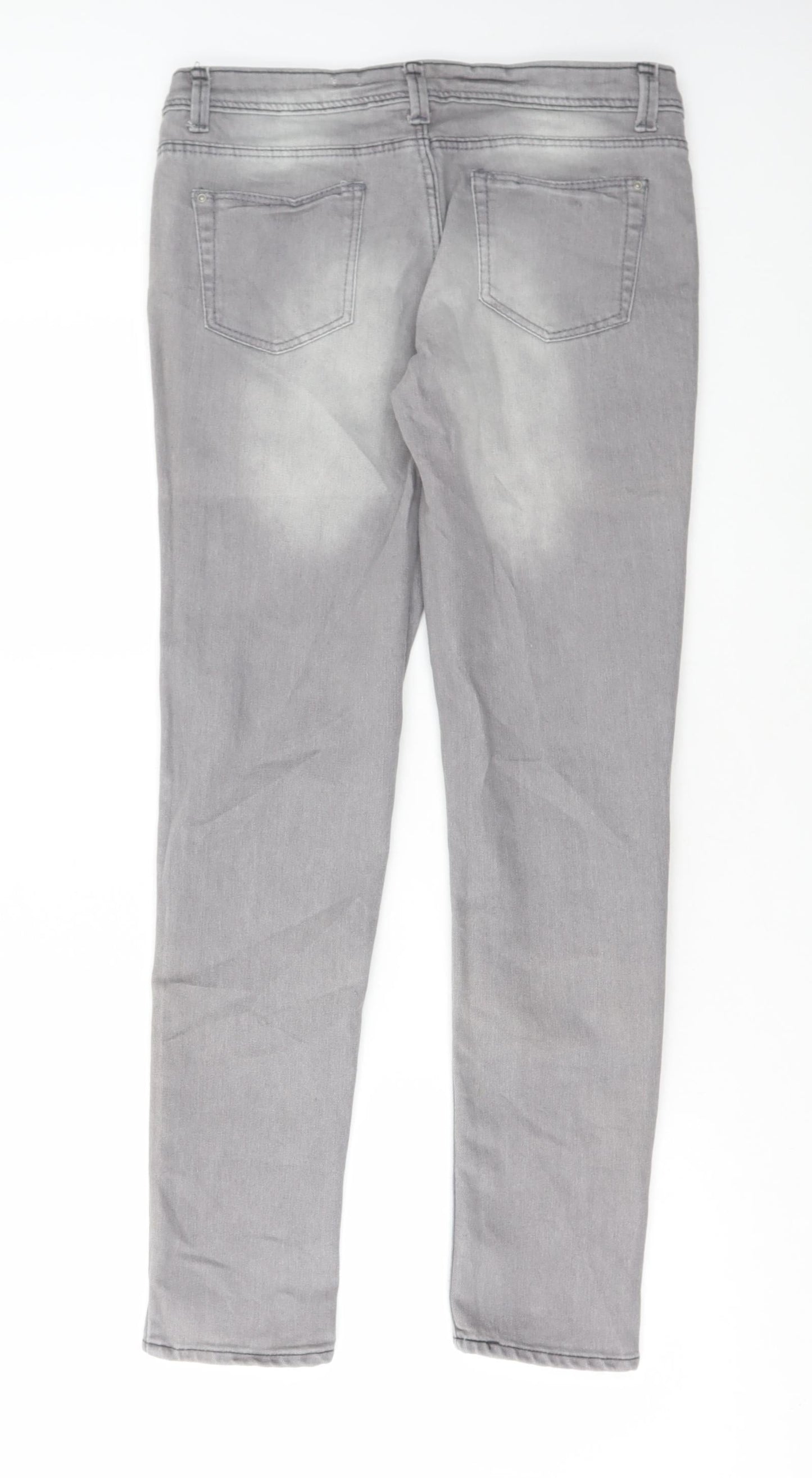 Denim & Co. Womens Grey Cotton Skinny Jeans Size 10 L29 in Regular Button